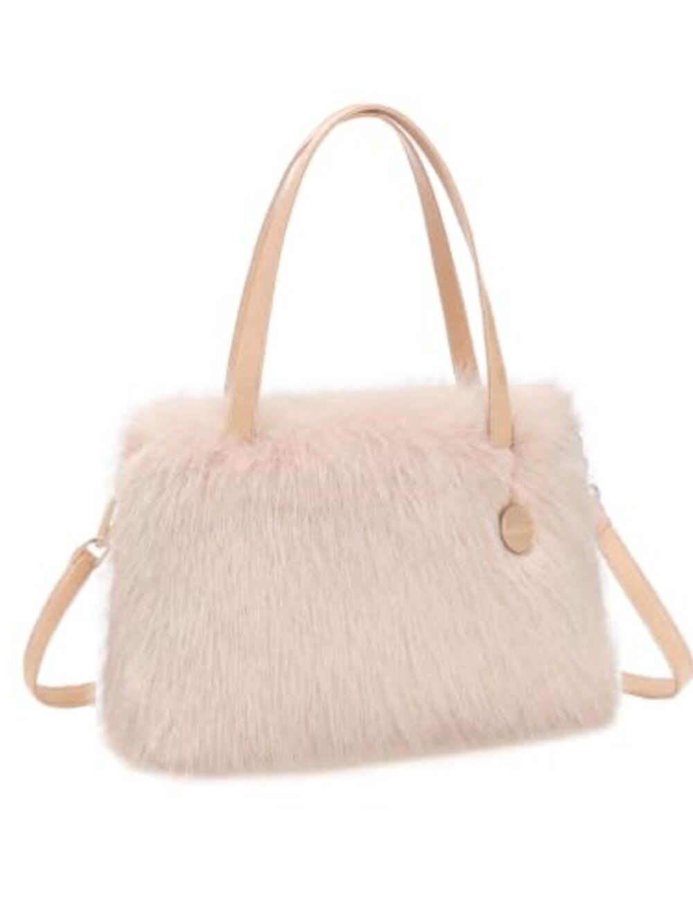 Faux Fur Crossbody Purse with Faux Fox Fur Finish and PU Leather Lining